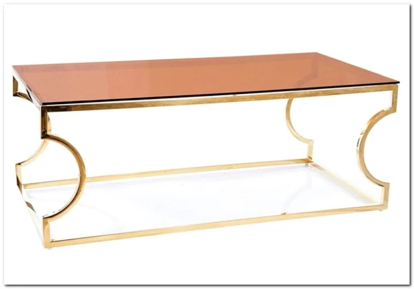 Стол журнальный Signal KENZO A (дымчатый янтарь/золотой)