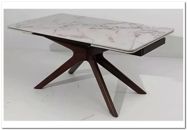 Стол EDER 160 GLOSS COLD JADE SOLID CERAMIC / Орех, ®DISAUR