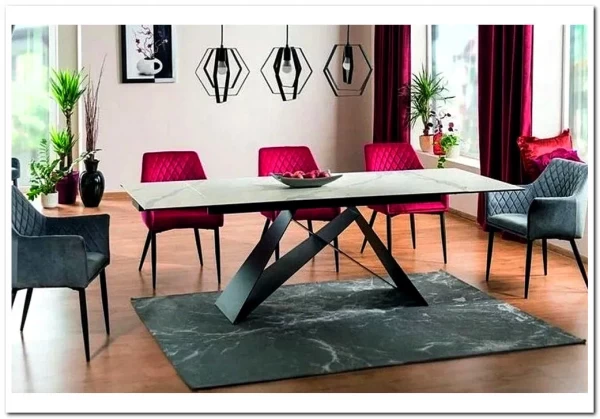 Стол обеденный Signal WESTIN III Ceramic 160 раскладной (белый/черный)