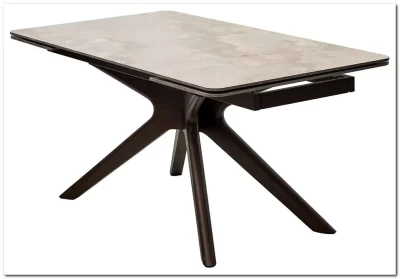 Стол ЭДЕР (EDER) 160 цвет АМБЕР ЖАДЕ (GLOSS AMBER JADE SOLID CERAMIC) / ОРЕХ, ®DISAUR