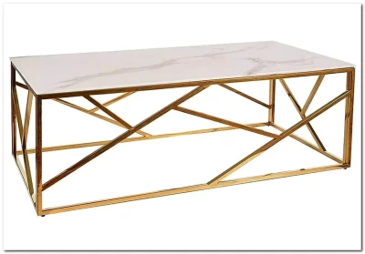 Стол журнальный Signal ESCADA A II (эффект белого мрамора/золотой)