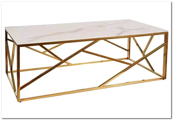 Стол журнальный Signal ESCADA A II (эффект белого мрамора/золотой)