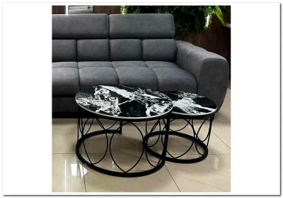 Комплект Halmar ALEXANDRA, 2 стола журнальных (черный мрамор/черный)