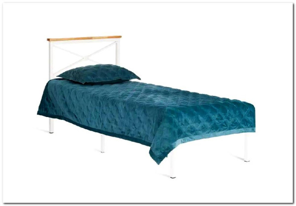 Купить Кровать Iris (mod.9311) дерево гевея/металл, 90*200 см (Single bed), Белый (White) с доставкой по России по цене производителя можно в магазине Другая Мебель в Липецке