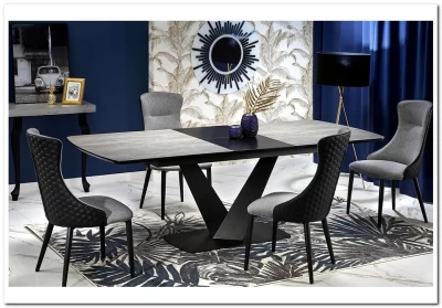 Стол обеденный Halmar VINSTON раскладной темно-серый/черный